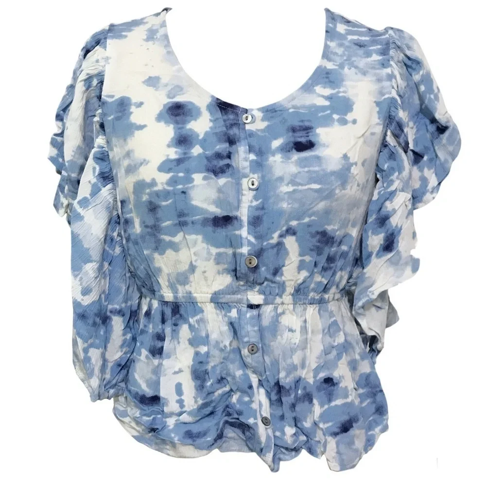 Justice 4 Piece Bundle Lace Blouse Blue Boho Blouse and Jean Skirt Size 14 14/16